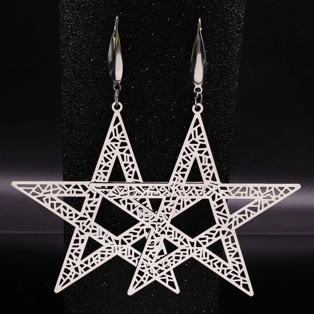 Statement Star Dangle Earrings - Picture 4 of 4